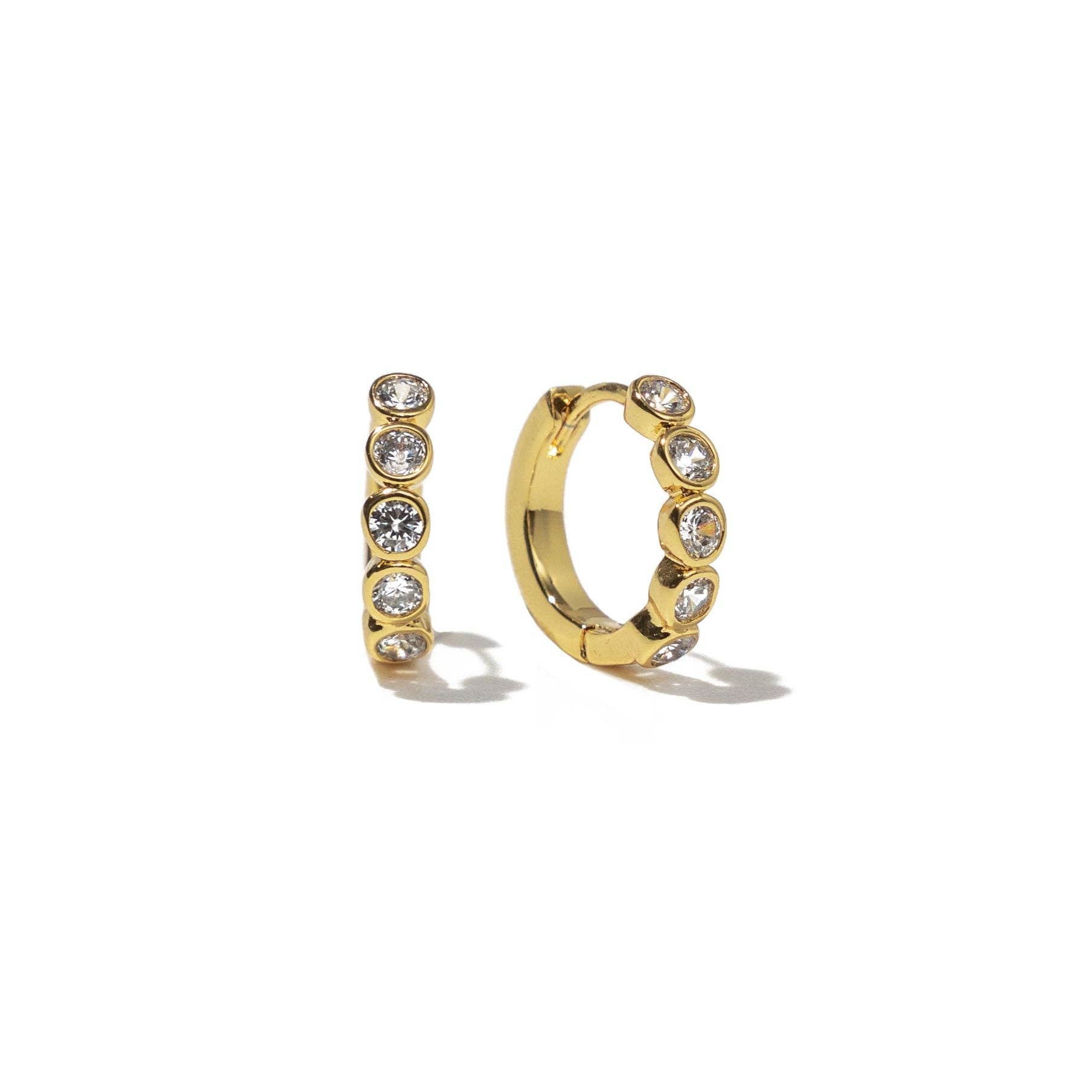 [Brenda Grands] 18K Gold Diamond Huggies - The Pink Pineapple 850
