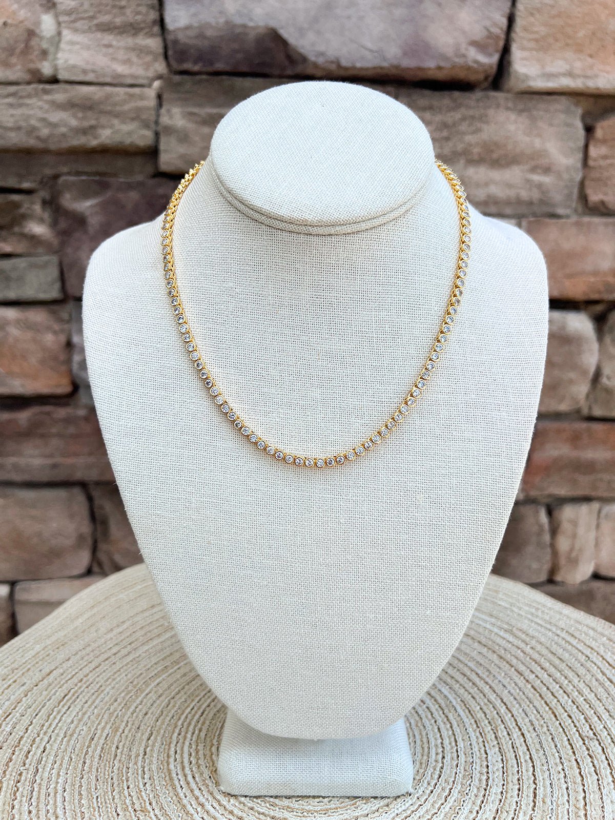 [Brenda Grands] 18K Gold Diamond Tennis Necklace - The Pink Pineapple 850