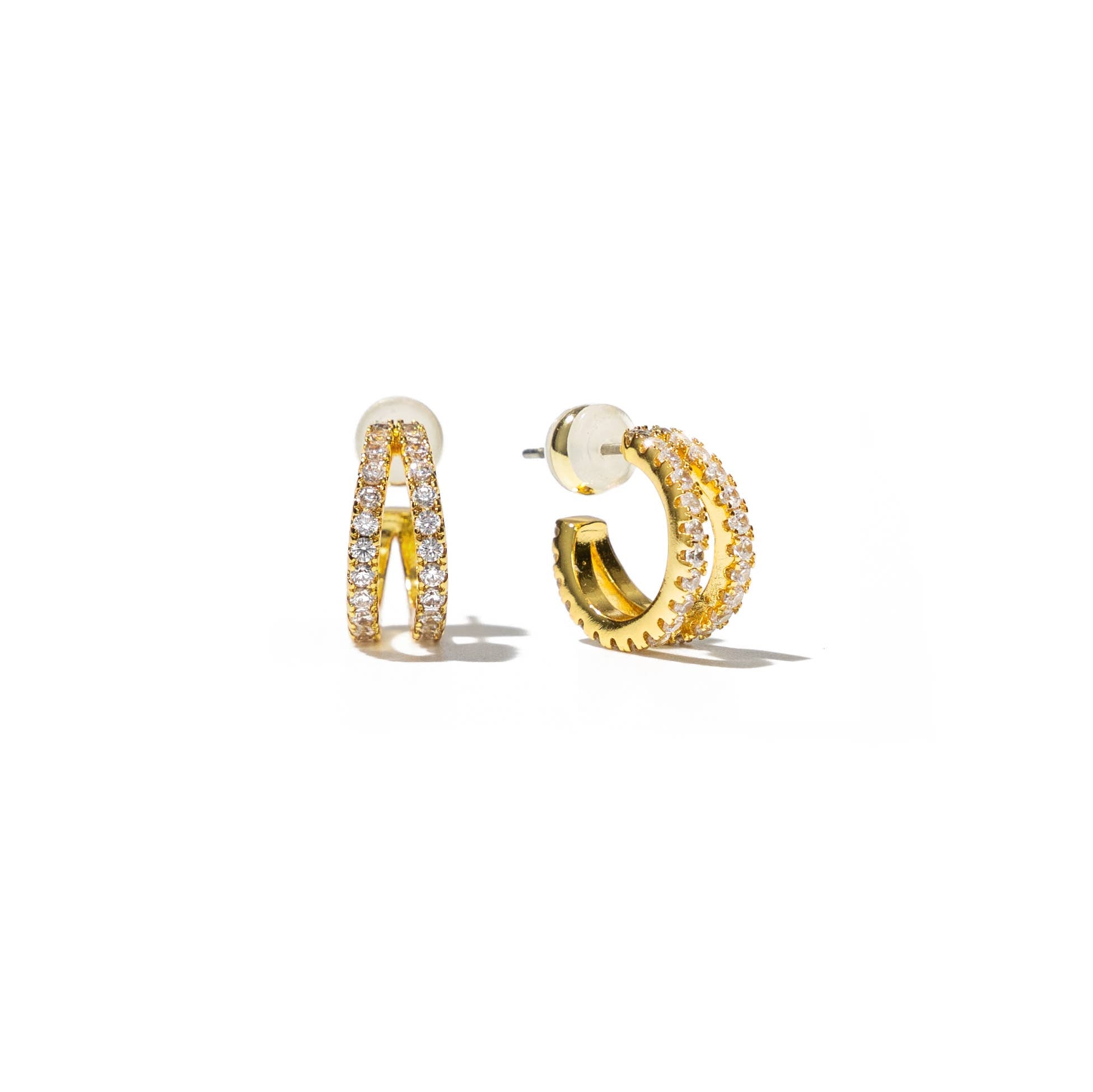 [Brenda Grands] 18K Gold Pave Shine Double Hoops - The Pink Pineapple 850