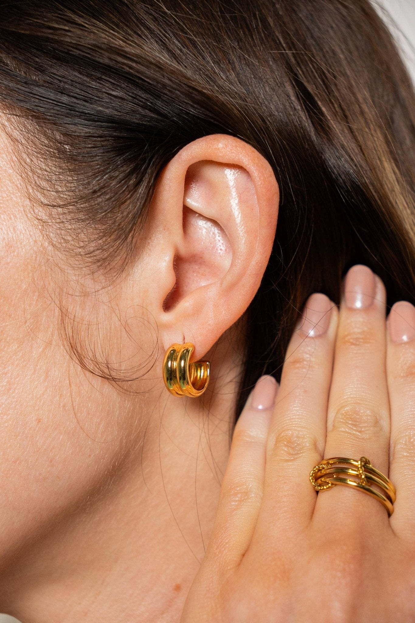 [Brenda Grands] 18K Gold Twin Hoops Mini - The Pink Pineapple 850