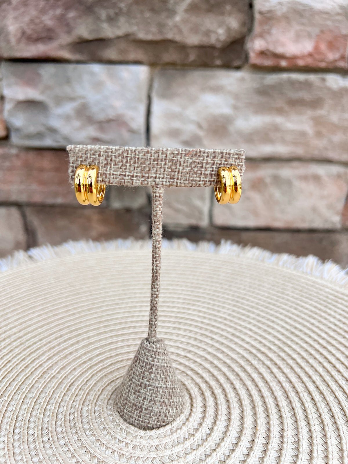 [Brenda Grands] 18K Gold Twin Hoops Mini - The Pink Pineapple 850