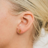 [Brenda Grands] 24K Gold Dainty Cross Studs - The Pink Pineapple 850
