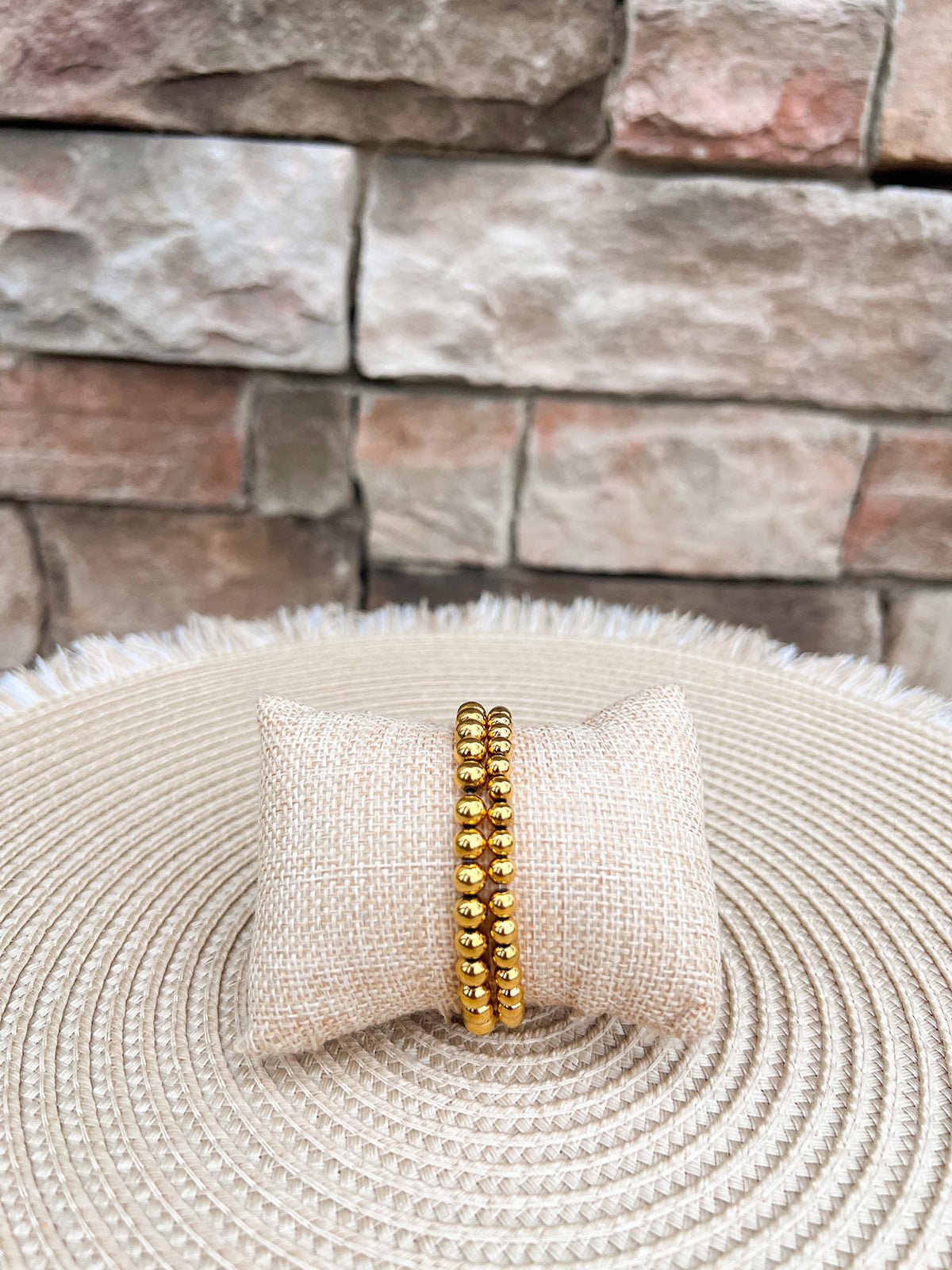[Brenda Grands] Chunky Gold Beaded Bracelets 5mm and 6mm Layering Set - The Pink Pineapple 850