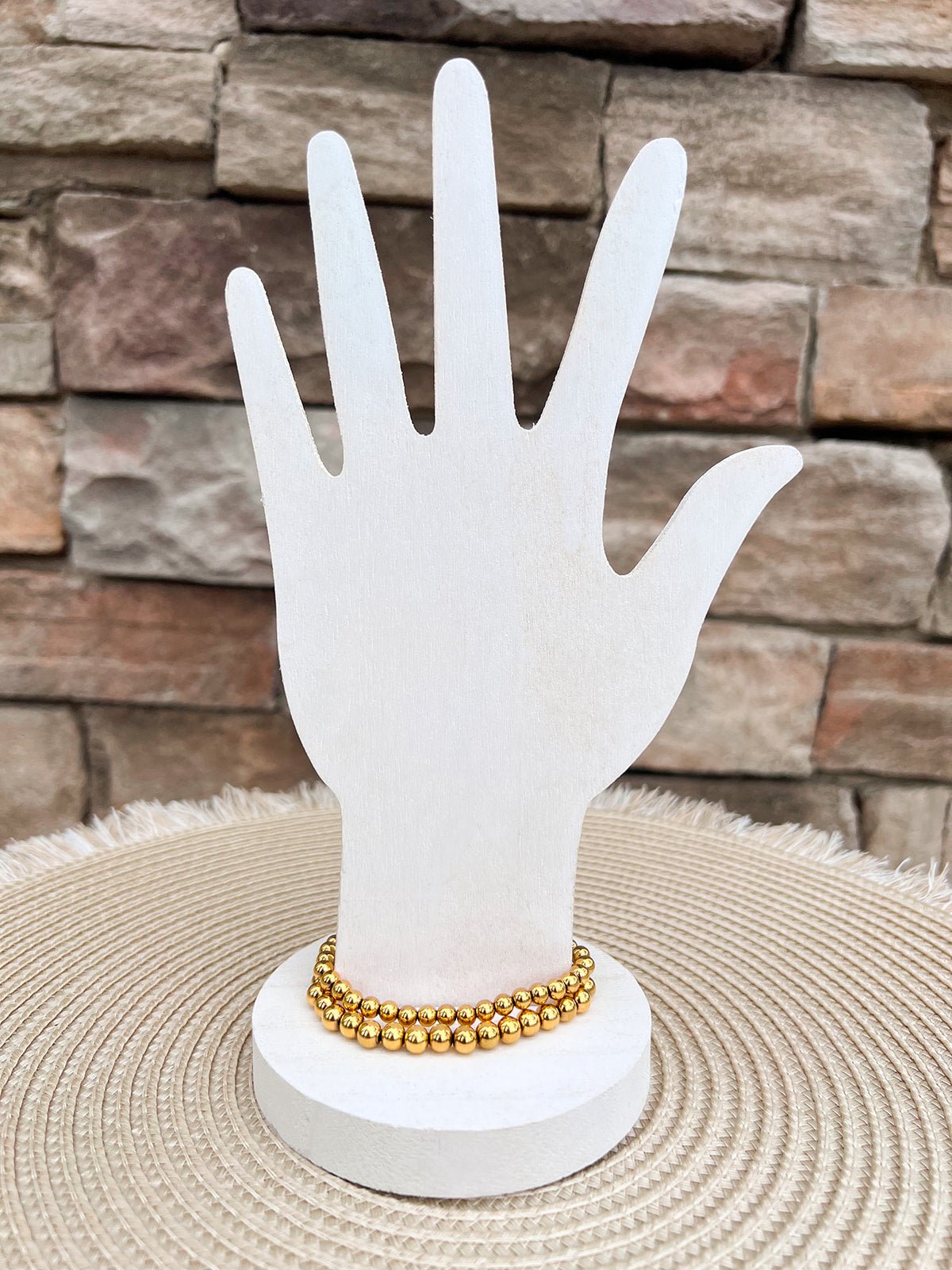 [Brenda Grands] Chunky Gold Beaded Bracelets 5mm and 6mm Layering Set - The Pink Pineapple 850