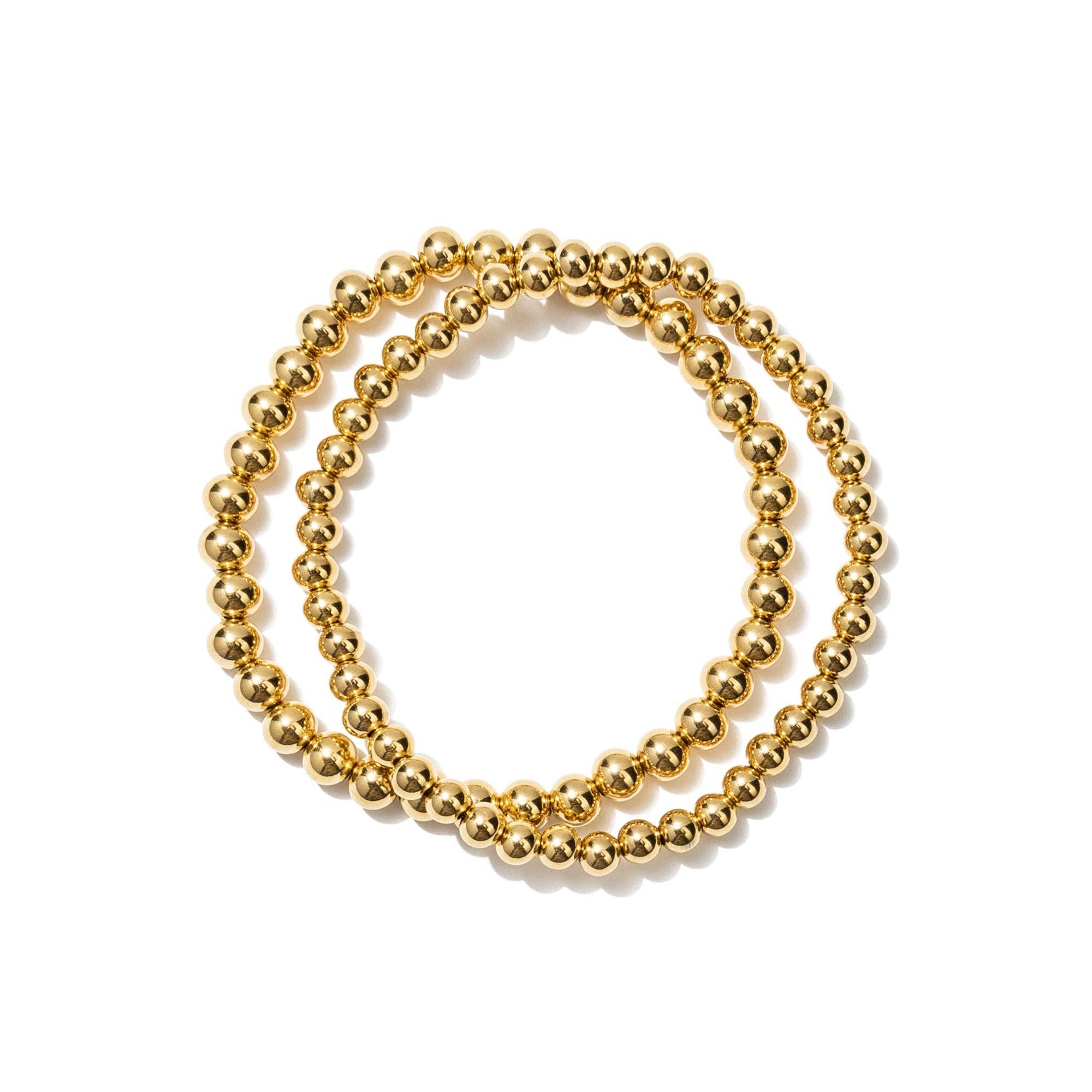 [Brenda Grands] Chunky Gold Beaded Bracelets 5mm and 6mm Layering Set - The Pink Pineapple 850