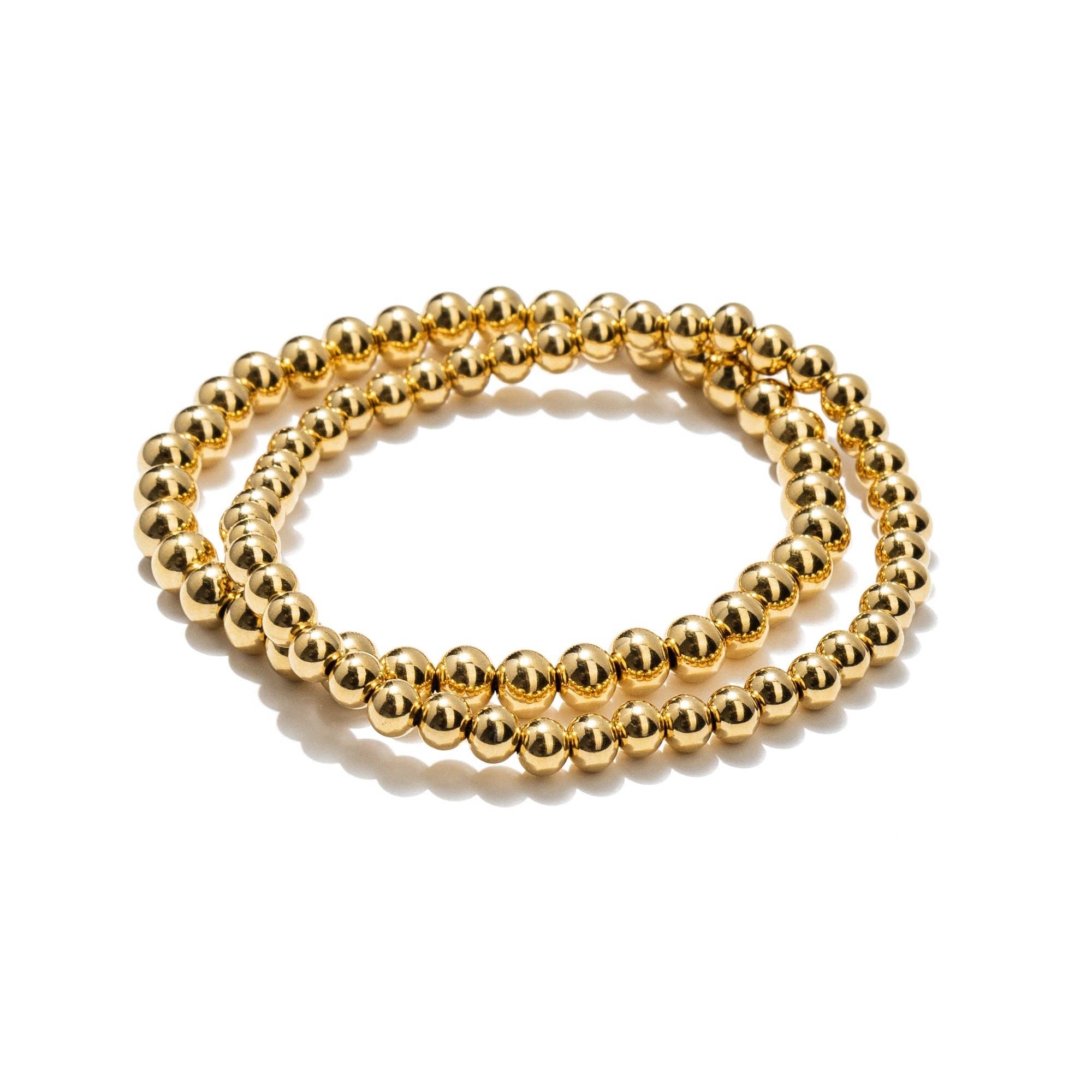 [Brenda Grands] Chunky Gold Beaded Bracelets 5mm and 6mm Layering Set - The Pink Pineapple 850