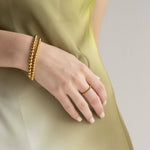 [Brenda Grands] Chunky Gold Beaded Bracelets 5mm and 6mm Layering Set - The Pink Pineapple 850