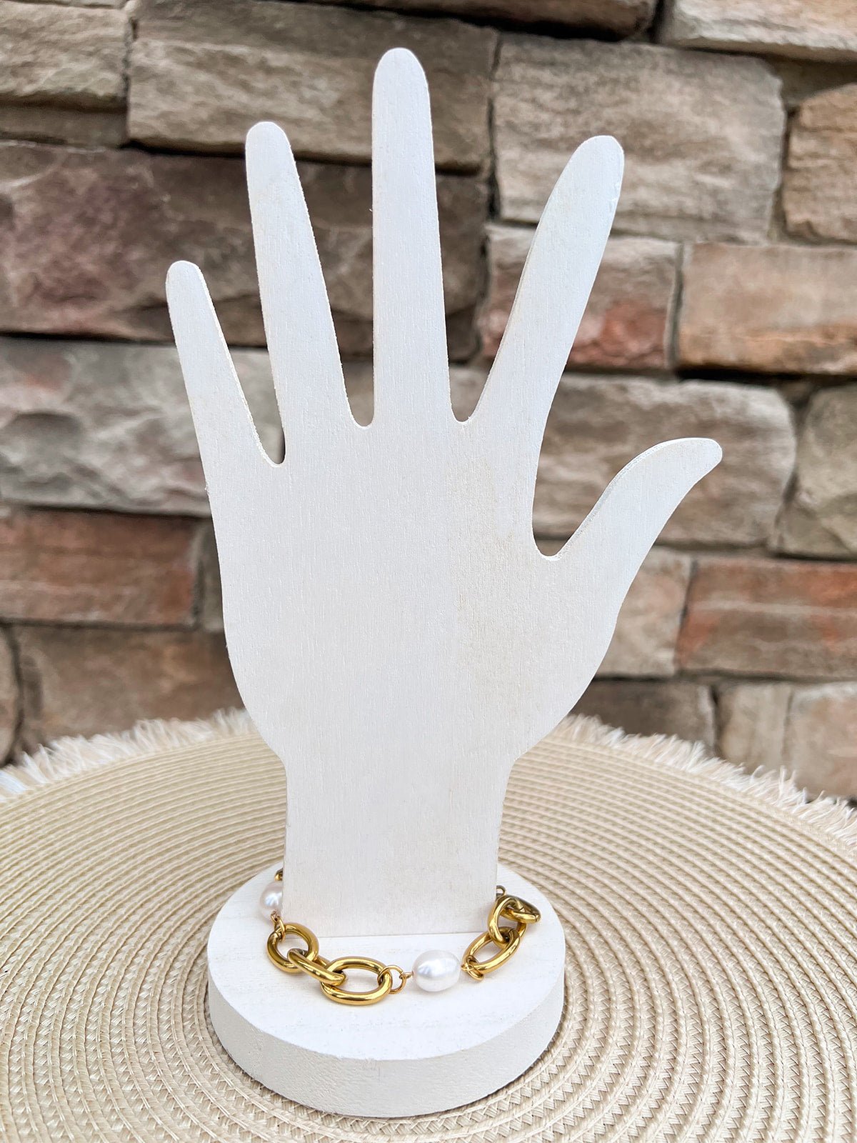 [Brenda Grands] Gold Chunky Pearl Chain Bracelet - The Pink Pineapple 850