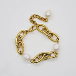 [Brenda Grands] Gold Chunky Pearl Chain Bracelet - The Pink Pineapple 850