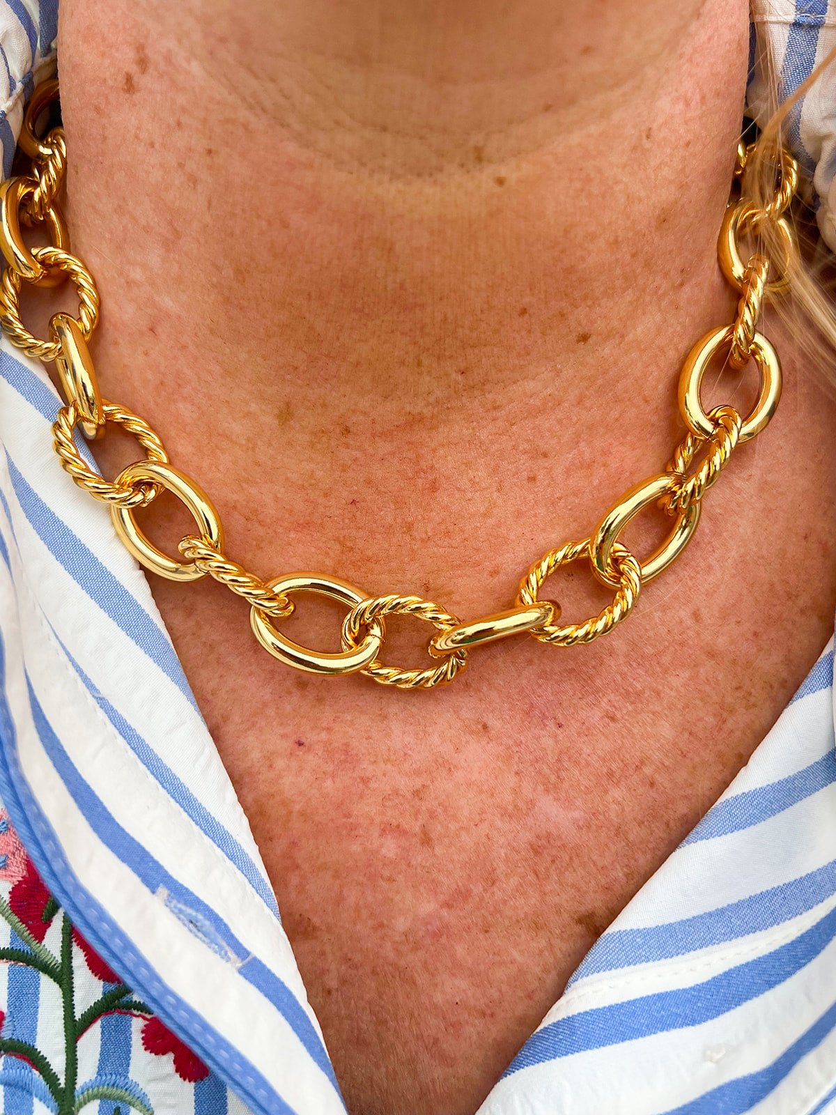 [Brenda Grands] Gold Link Statement Aspen Necklace - The Pink Pineapple 850