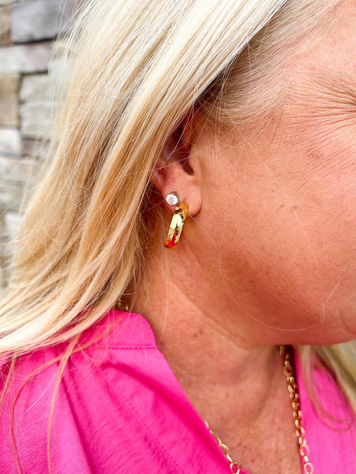 Brenda Grands Hammered Hoops - The Pink Pineapple 850