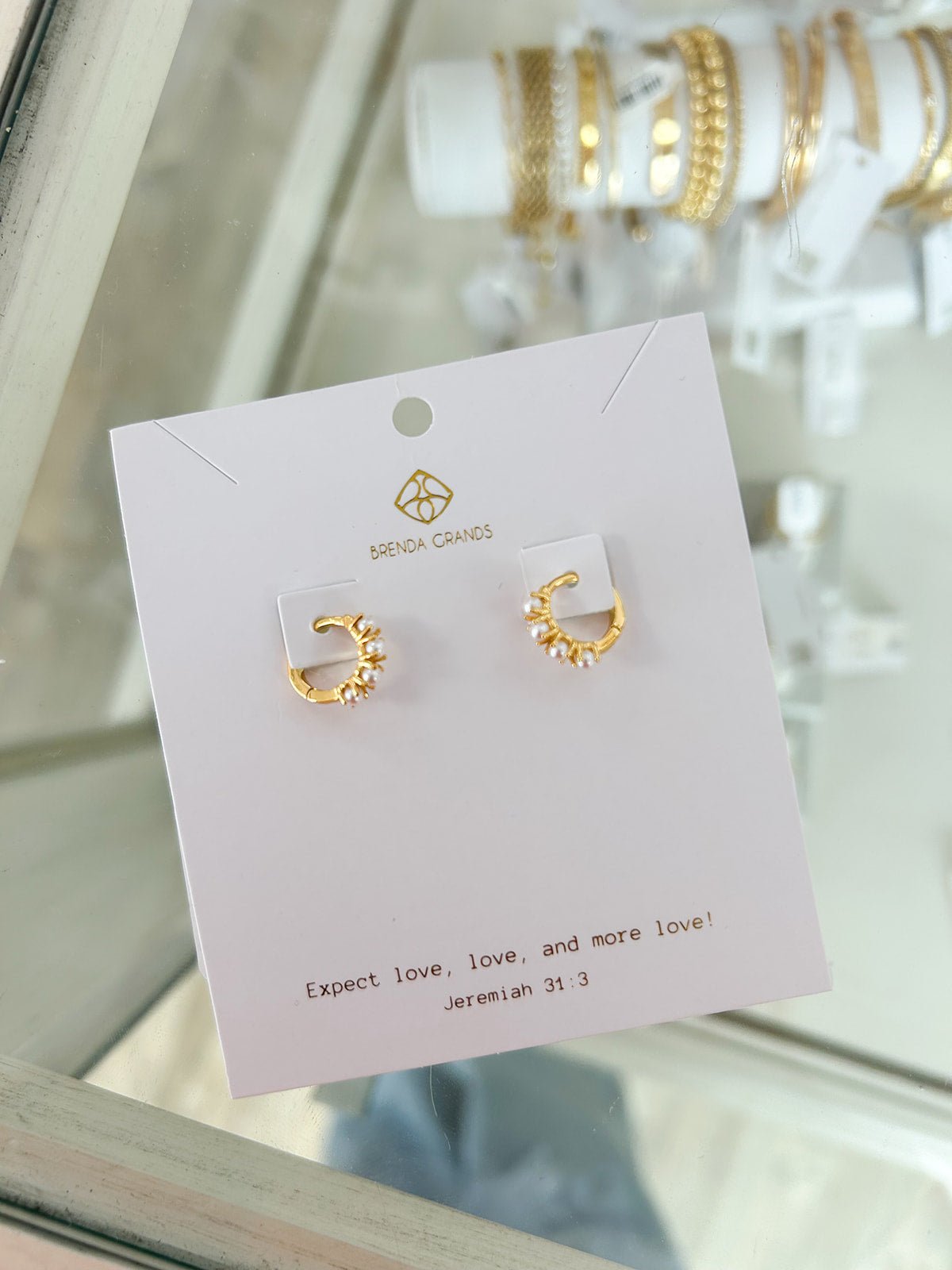 Small pearl hoop earrings