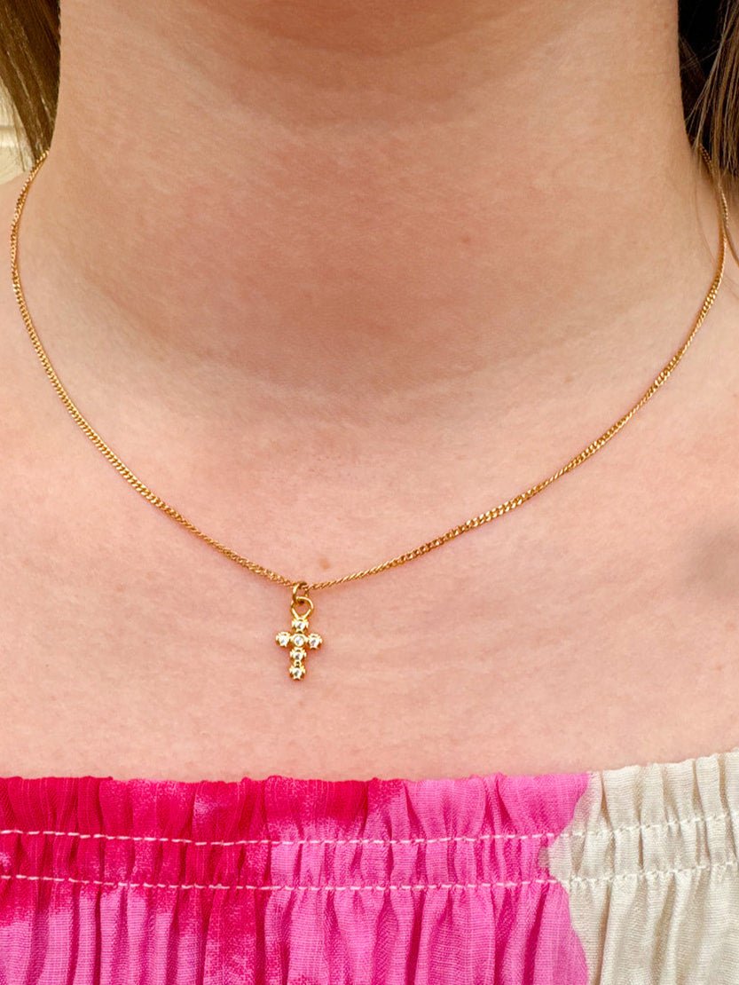 [Brenda Grands] Shiny Cross Necklace - The Pink Pineapple 850