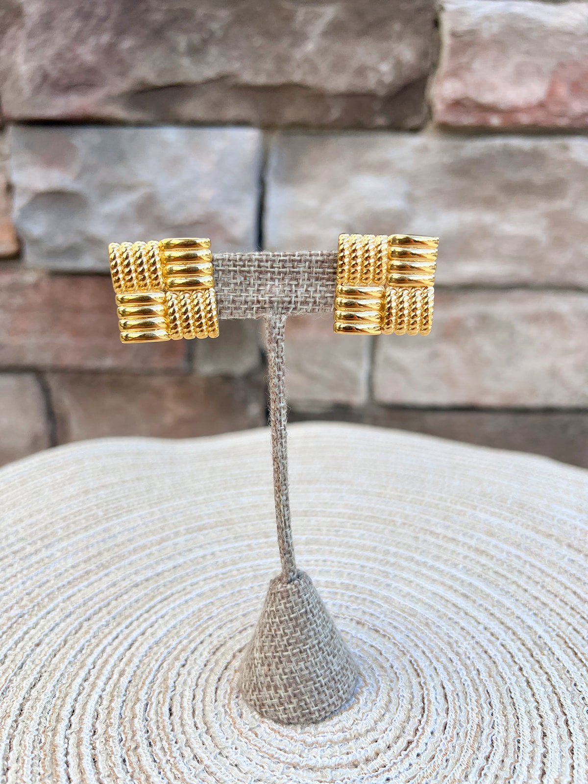 [Brenda Grands] Statement Aspen Squared Studs - The Pink Pineapple 850