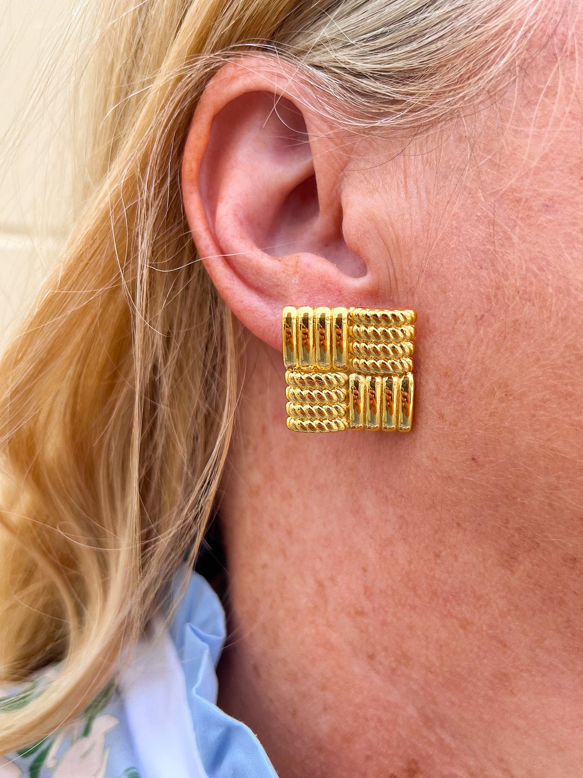 [Brenda Grands] Statement Aspen Squared Studs - The Pink Pineapple 850