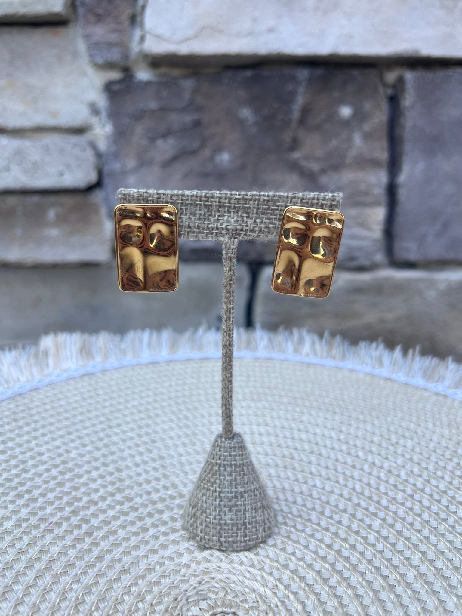 [Brenda Grands] Statement Rectangular Studs - The Pink Pineapple 850