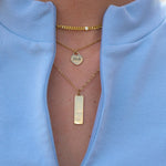 [Brenda Grands] Waterproof Gold CZ Initial Bar Necklace - The Pink Pineapple 850
