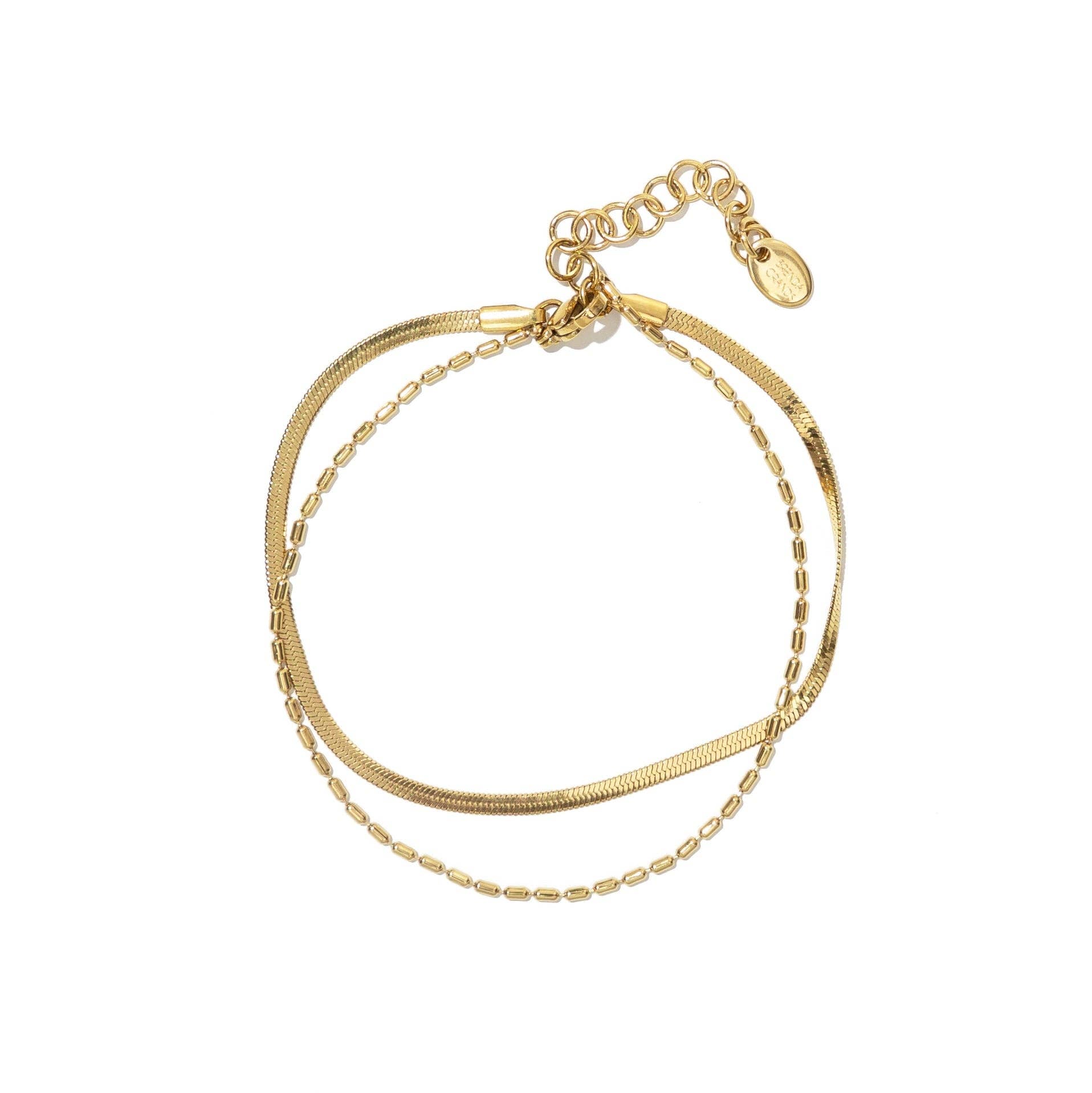 [Brenda Grands] Waterproof Gold Double Layered Anklet - The Pink Pineapple 850
