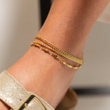 [Brenda Grands] Waterproof Gold Triple Anklet - The Pink Pineapple 850