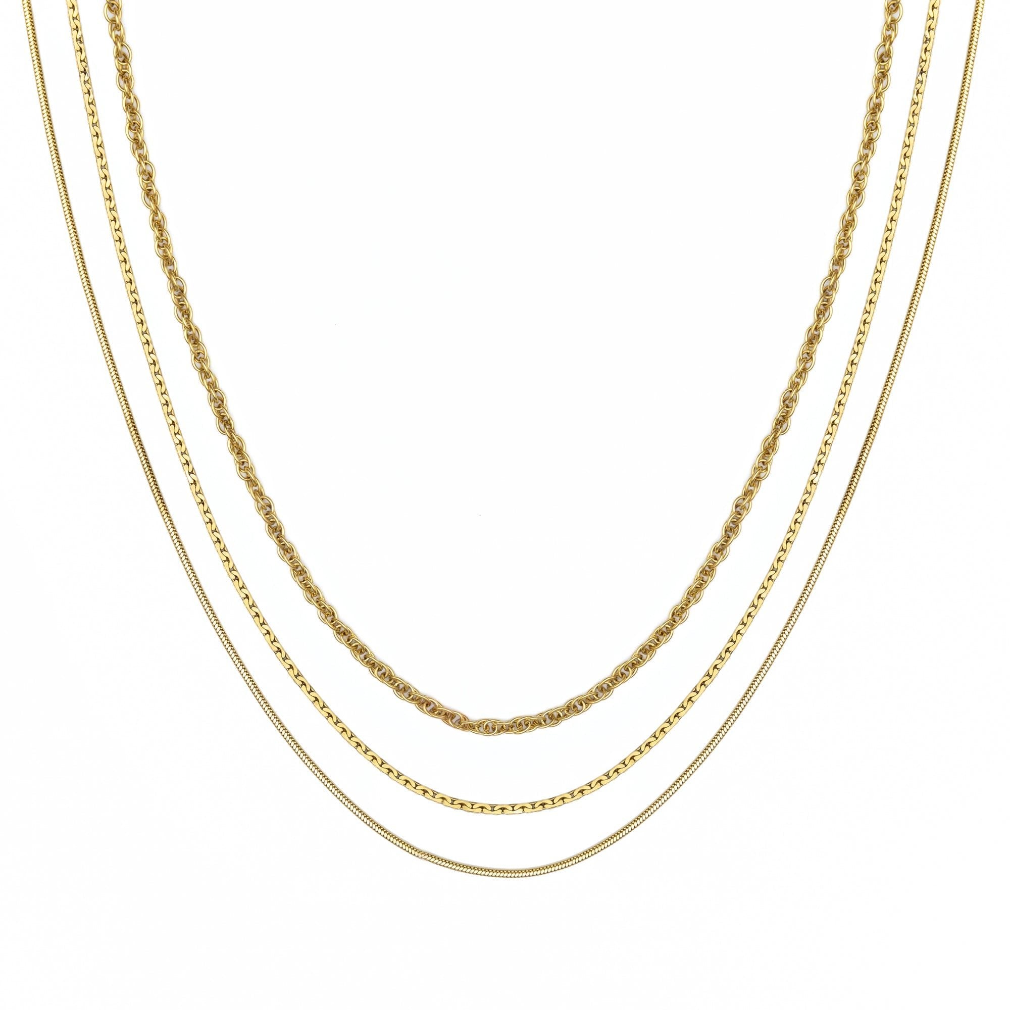 [Brenda Grands] Waterproof Gold Triple Layer Rope Necklace - The Pink Pineapple 850