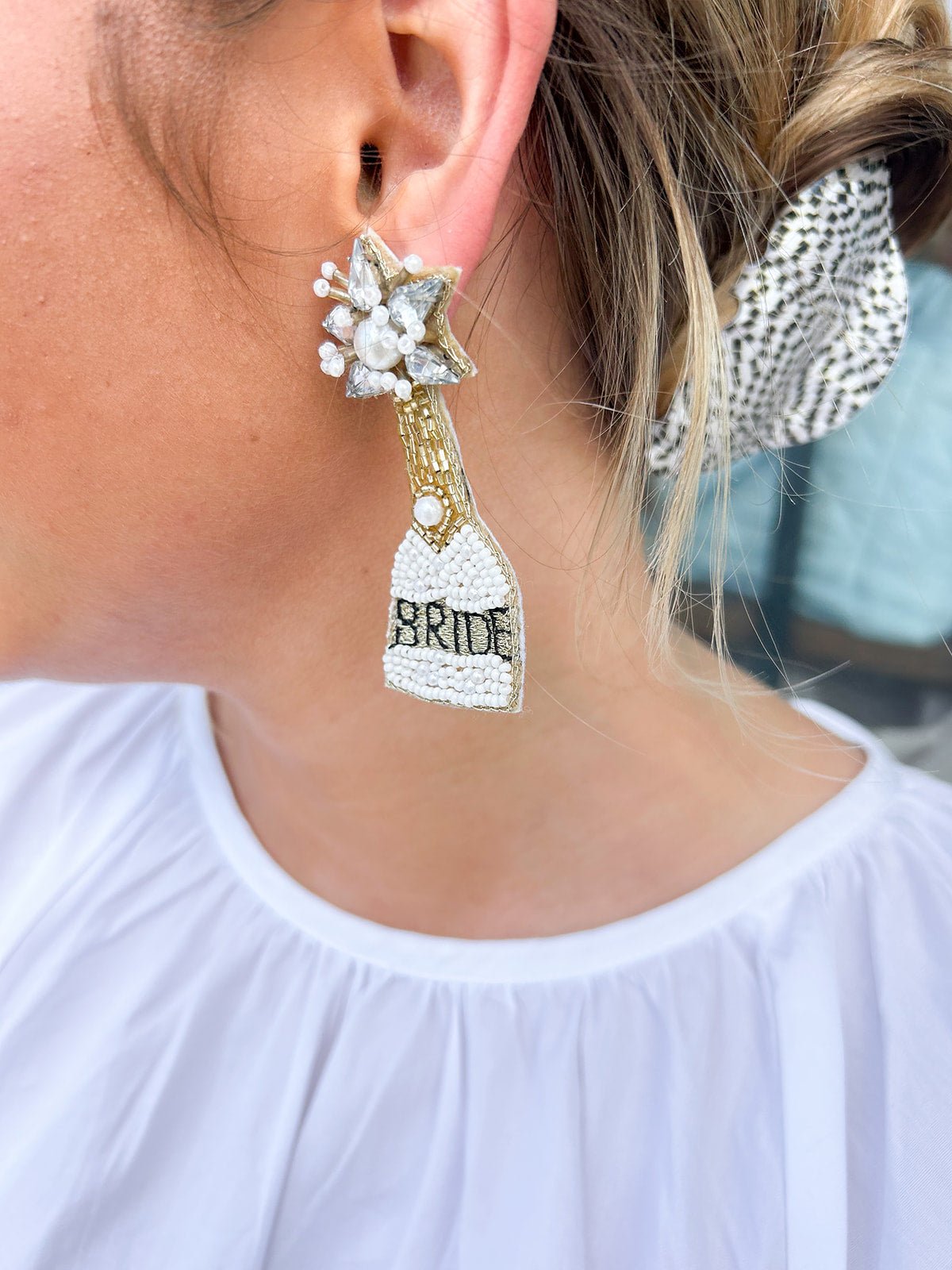 Bride Champagne Seed Bead Earrings - The Pink Pineapple 850