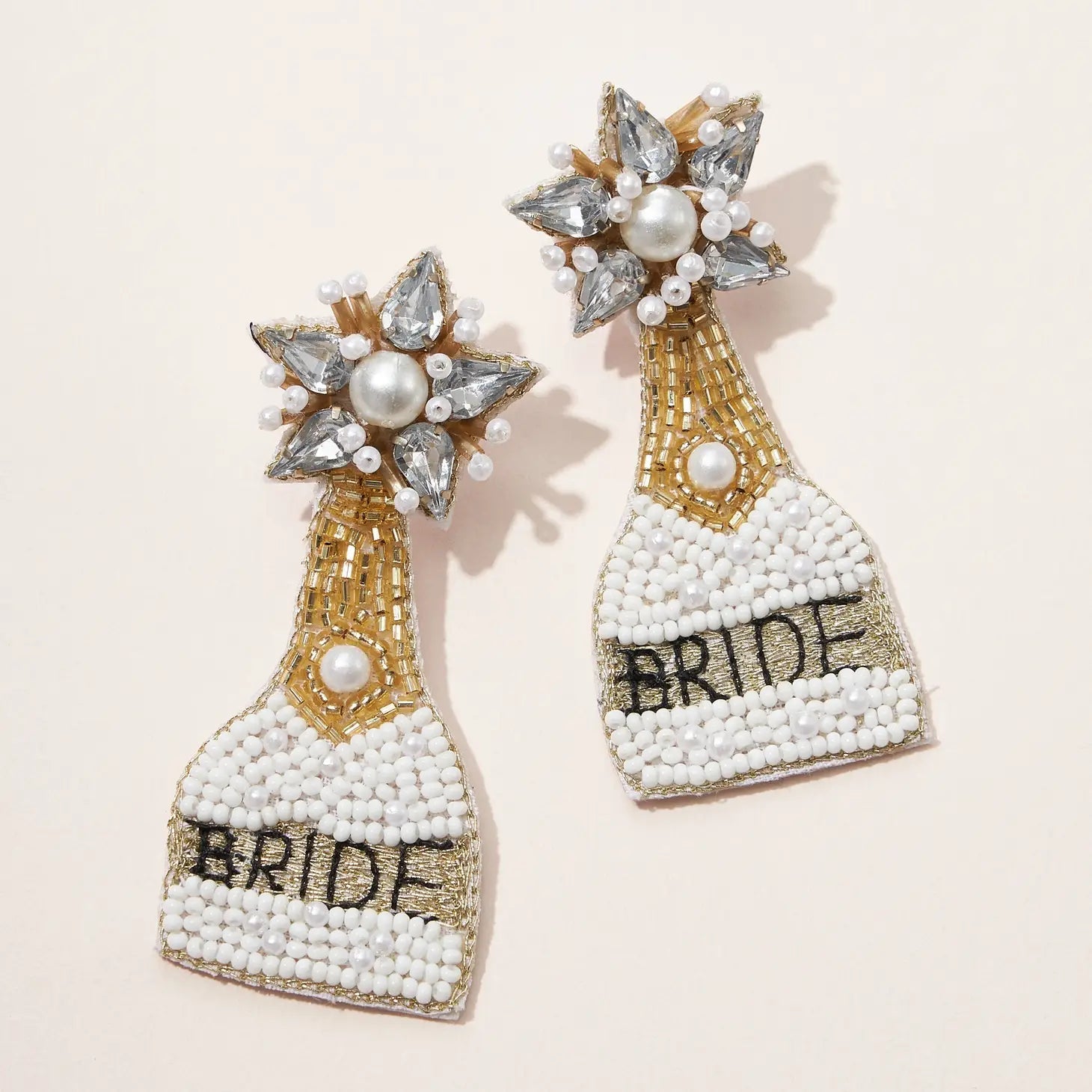 Bride Champagne Seed Bead Earrings - The Pink Pineapple 850