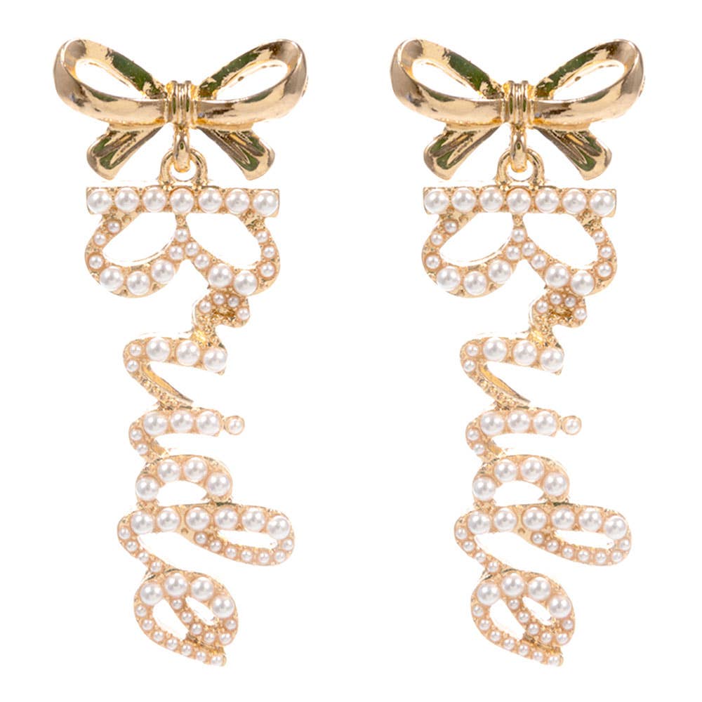 Bride Script Bow Earrings - The Pink Pineapple 850
