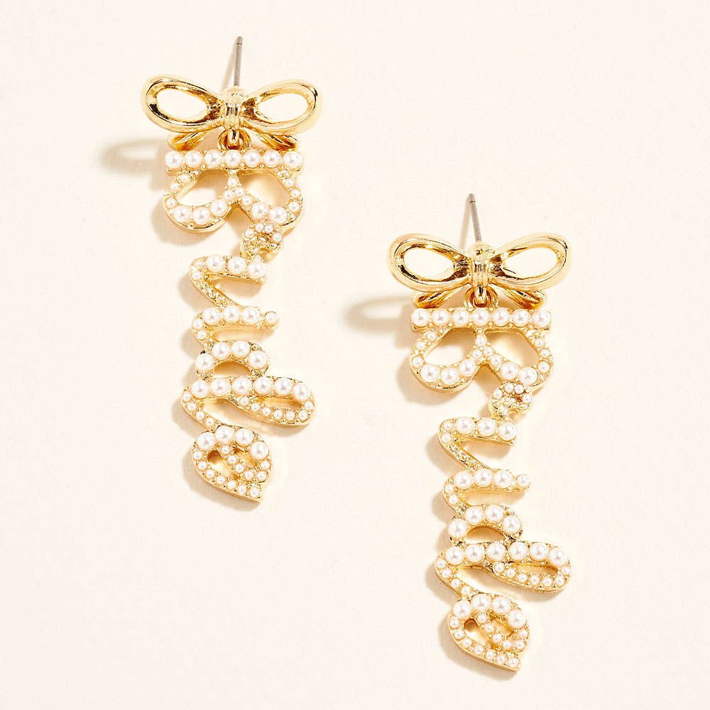 Bride Script Bow Earrings - The Pink Pineapple 850