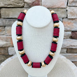 Burgundy, Black & Gold School Spirit Necklace - The Pink Pineapple 850