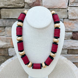 Burgundy, Black & Gold School Spirit Necklace - The Pink Pineapple 850