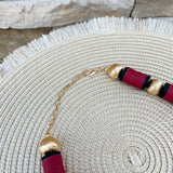 Burgundy, Black & Gold School Spirit Necklace - The Pink Pineapple 850