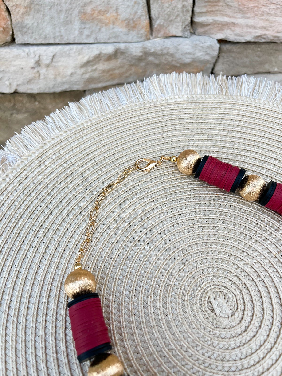 Burgundy, Black & Gold School Spirit Necklace - The Pink Pineapple 850