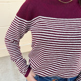 Burgundy Color - Block Striped Pullover - The Pink Pineapple 850
