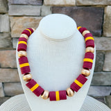 Burgundy & Gold School Spirit Necklace - The Pink Pineapple 850