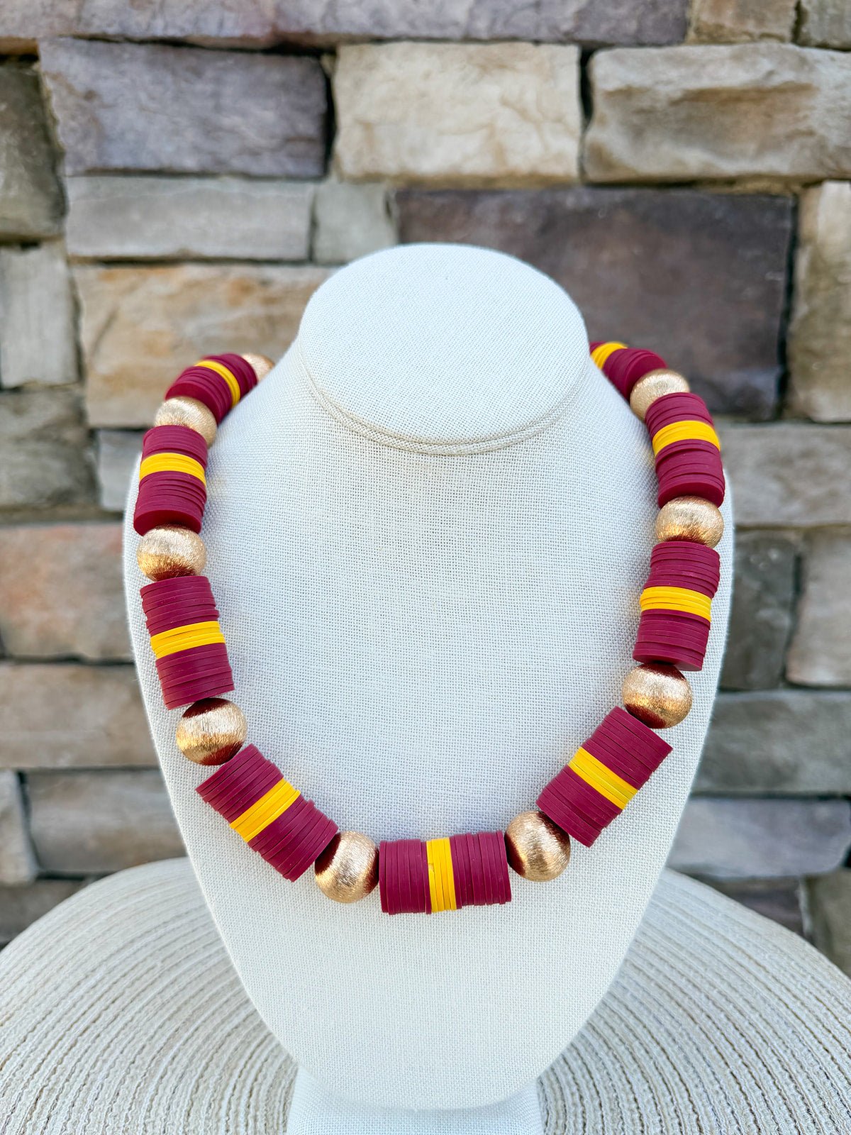 Burgundy & Gold School Spirit Necklace - The Pink Pineapple 850