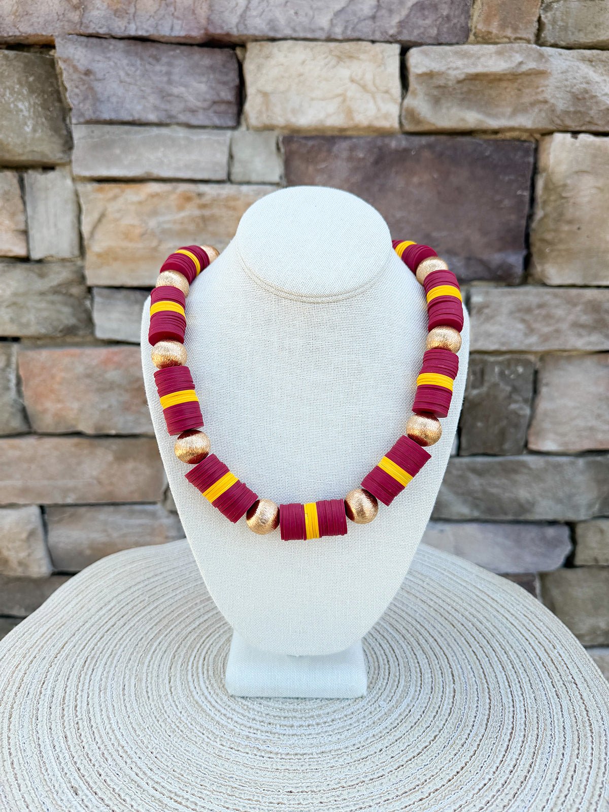 Burgundy & Gold School Spirit Necklace - The Pink Pineapple 850