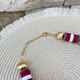 Burgundy, Grey & White School Spirit Necklace - The Pink Pineapple 850