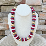 Burgundy, Grey & White School Spirit Necklace - The Pink Pineapple 850