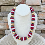 Burgundy, Grey & White School Spirit Necklace - The Pink Pineapple 850