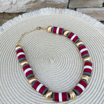 Burgundy, Grey & White School Spirit Necklace - The Pink Pineapple 850