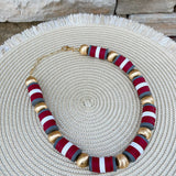 Burgundy, Grey & White School Spirit Necklace - The Pink Pineapple 850