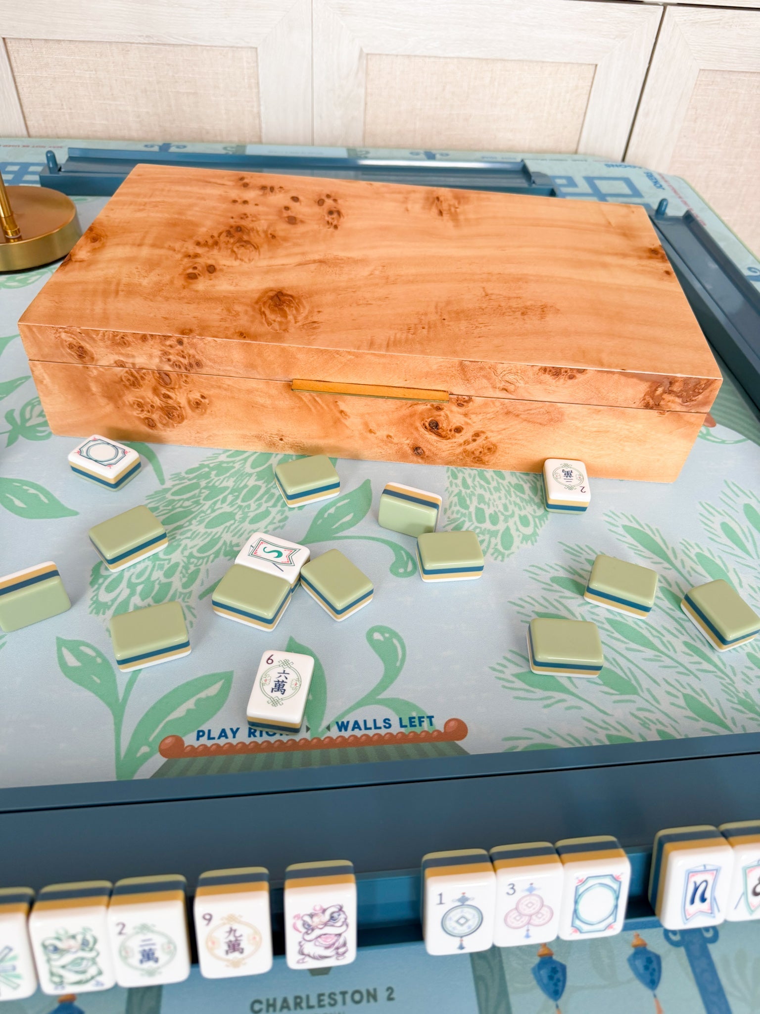 Burlwood Reserve Mahjong Tile Storage Box - The Pink Pineapple 850
