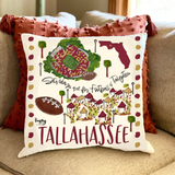 Tallahassee Traditions football pillow featuring Doak Campbell Stadium and custom collegiate artwork