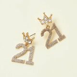 21st Birthday Celebration Rhinestone Earrings