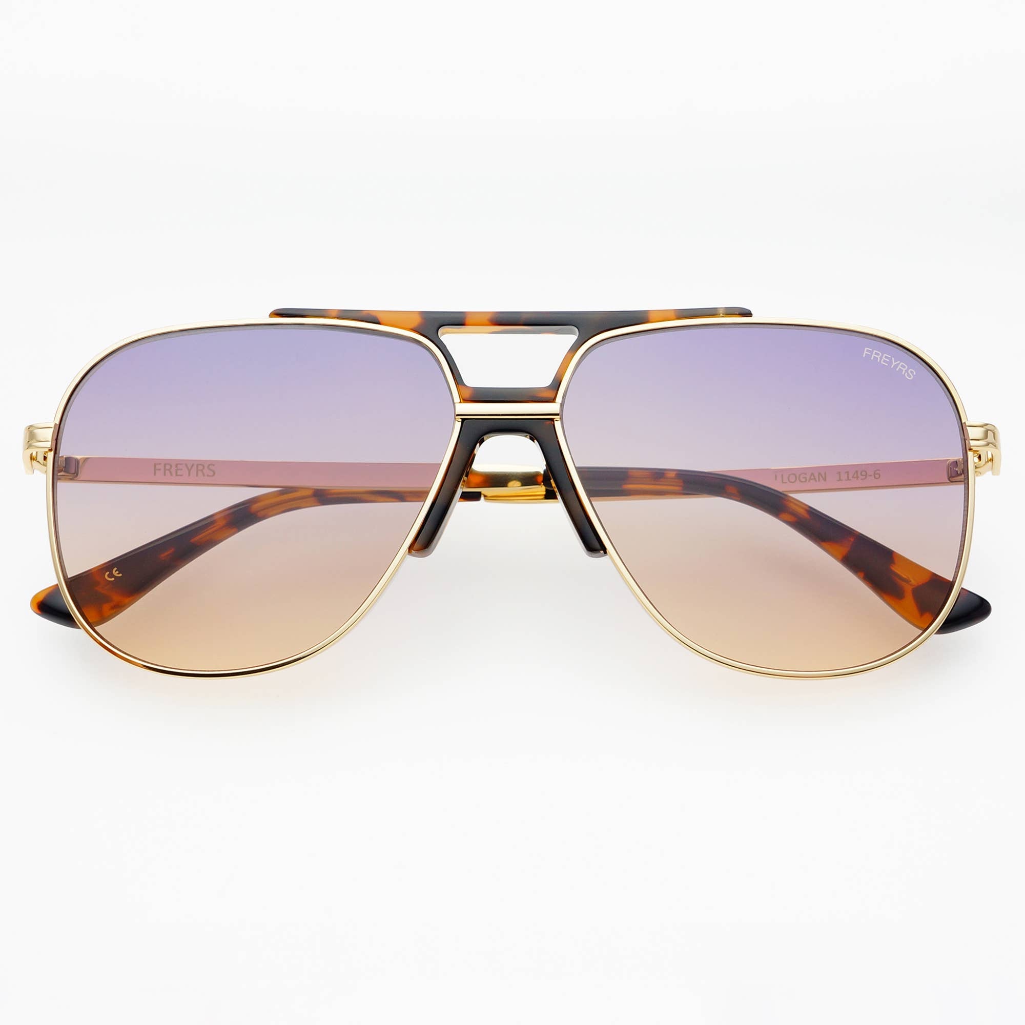 Tortoise aviator sunglasses with sunrise tinted lenses