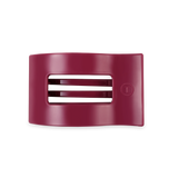 TELETIES medium flat rectangle hair clip in Wild Side deep magenta design.
