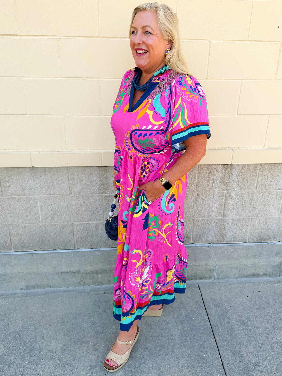 Cabana Muse Midi Dress - The Pink Pineapple 850