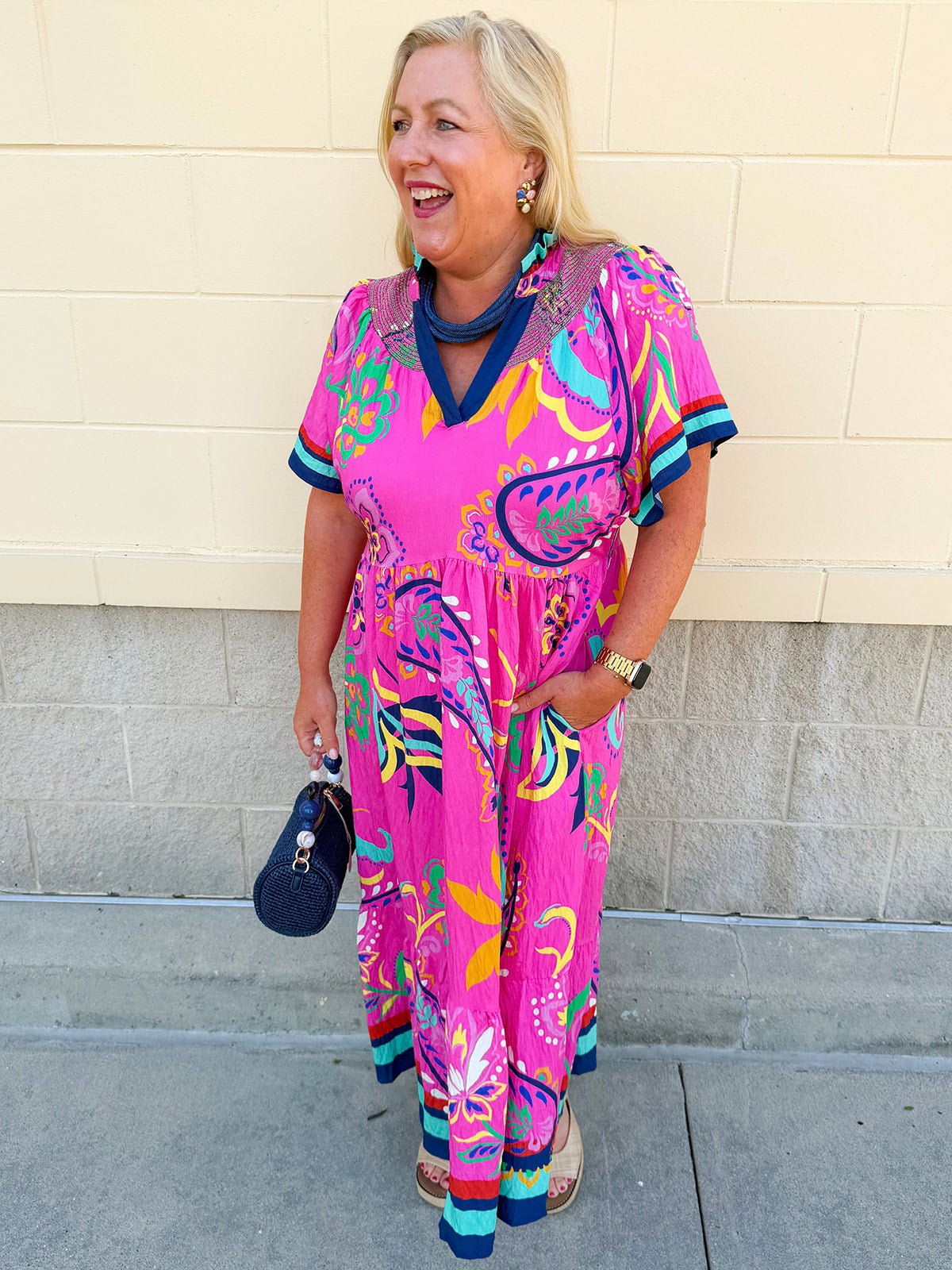 Cabana Muse Midi Dress - The Pink Pineapple 850