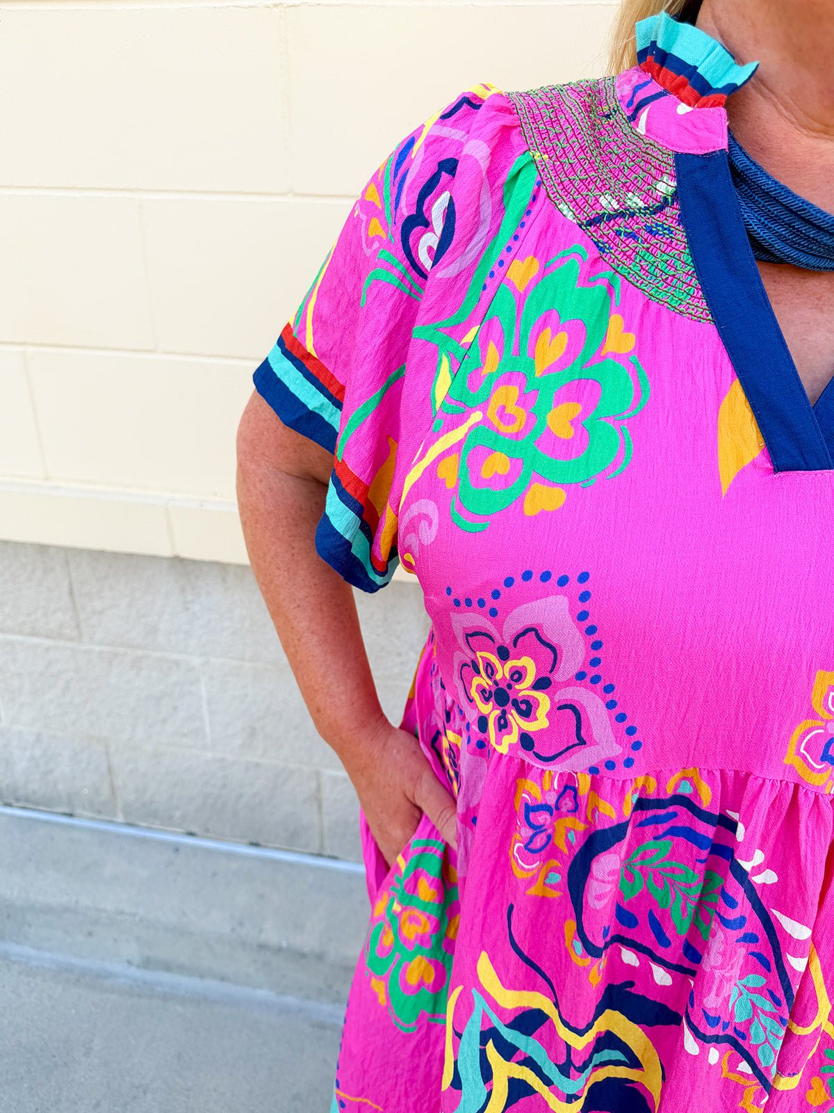 Cabana Muse Midi Dress - The Pink Pineapple 850