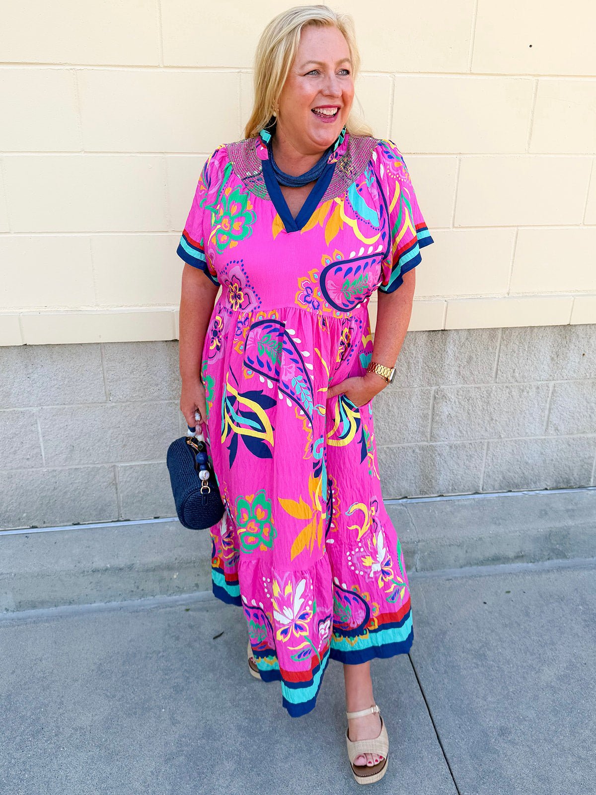 Cabana Muse Midi Dress - The Pink Pineapple 850